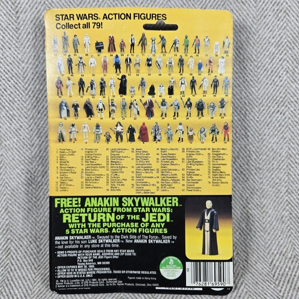 Vintage 1983 Kenner Star Wars Return/Jedi Ree-Yees 79 back w/Free Anakin Sticker